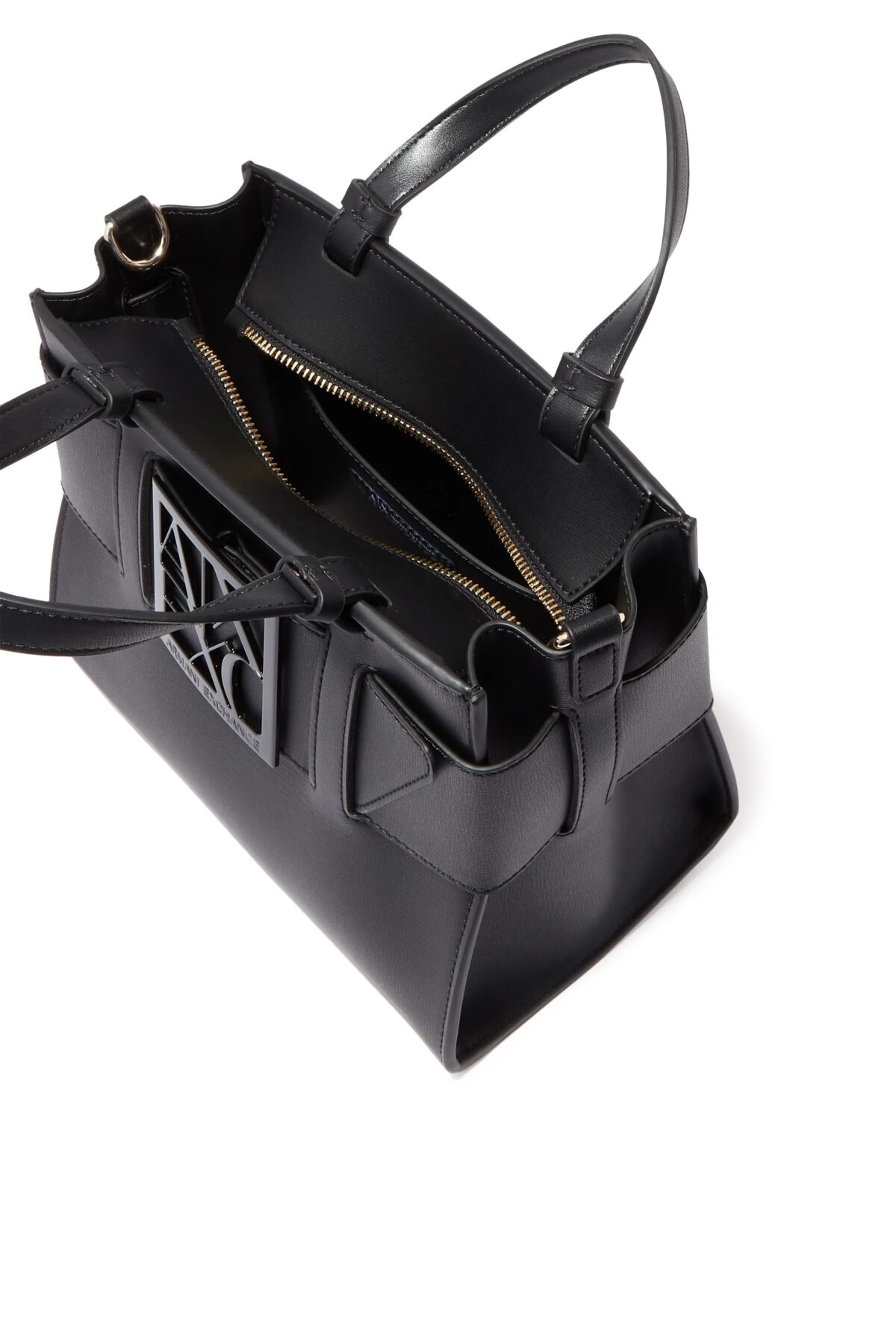 Armani Exchange AX Plaque Big Tote Bag in Nero Black