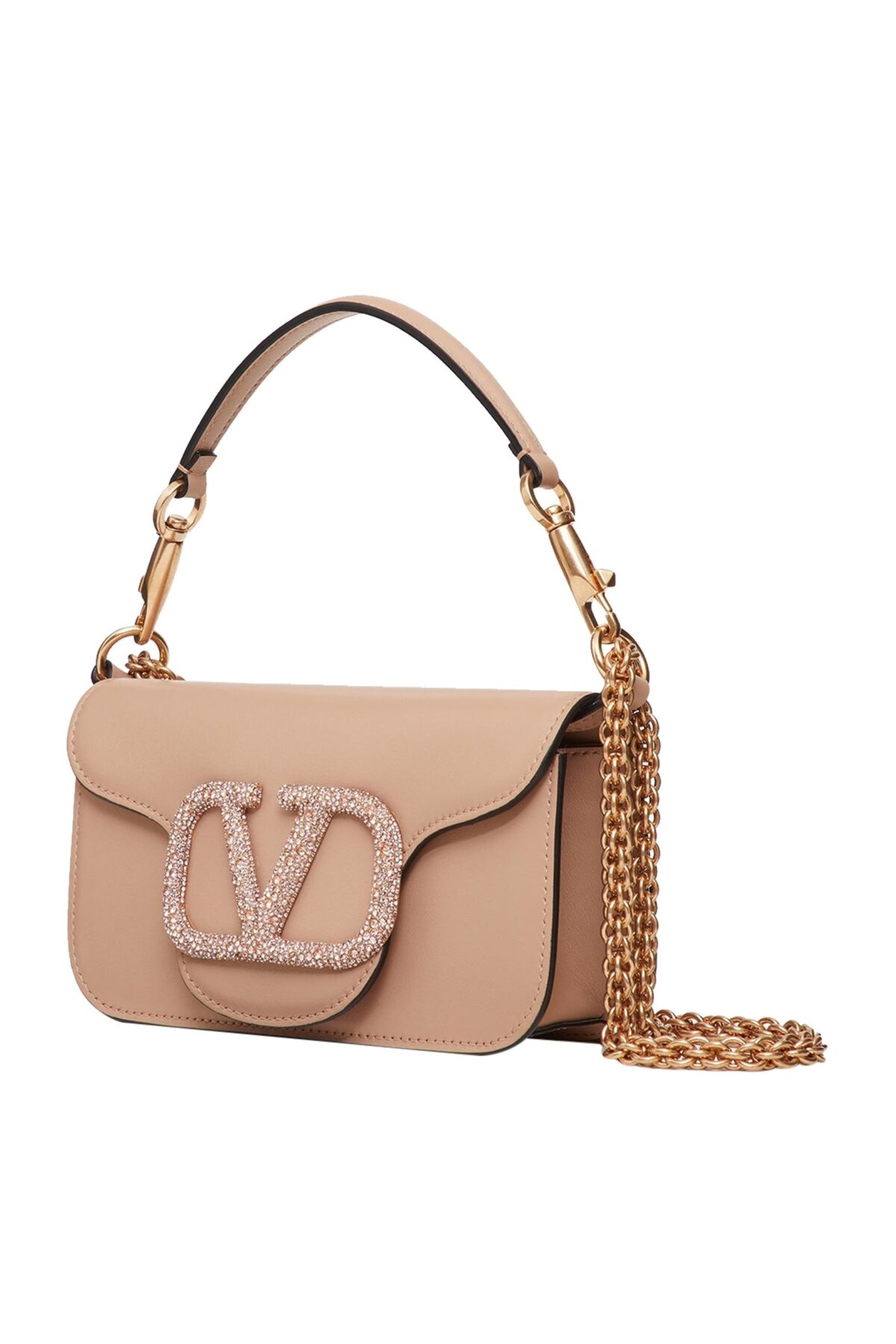 Valentino Loco Crystal Shoulder Bag Beige with Crystal VLogo