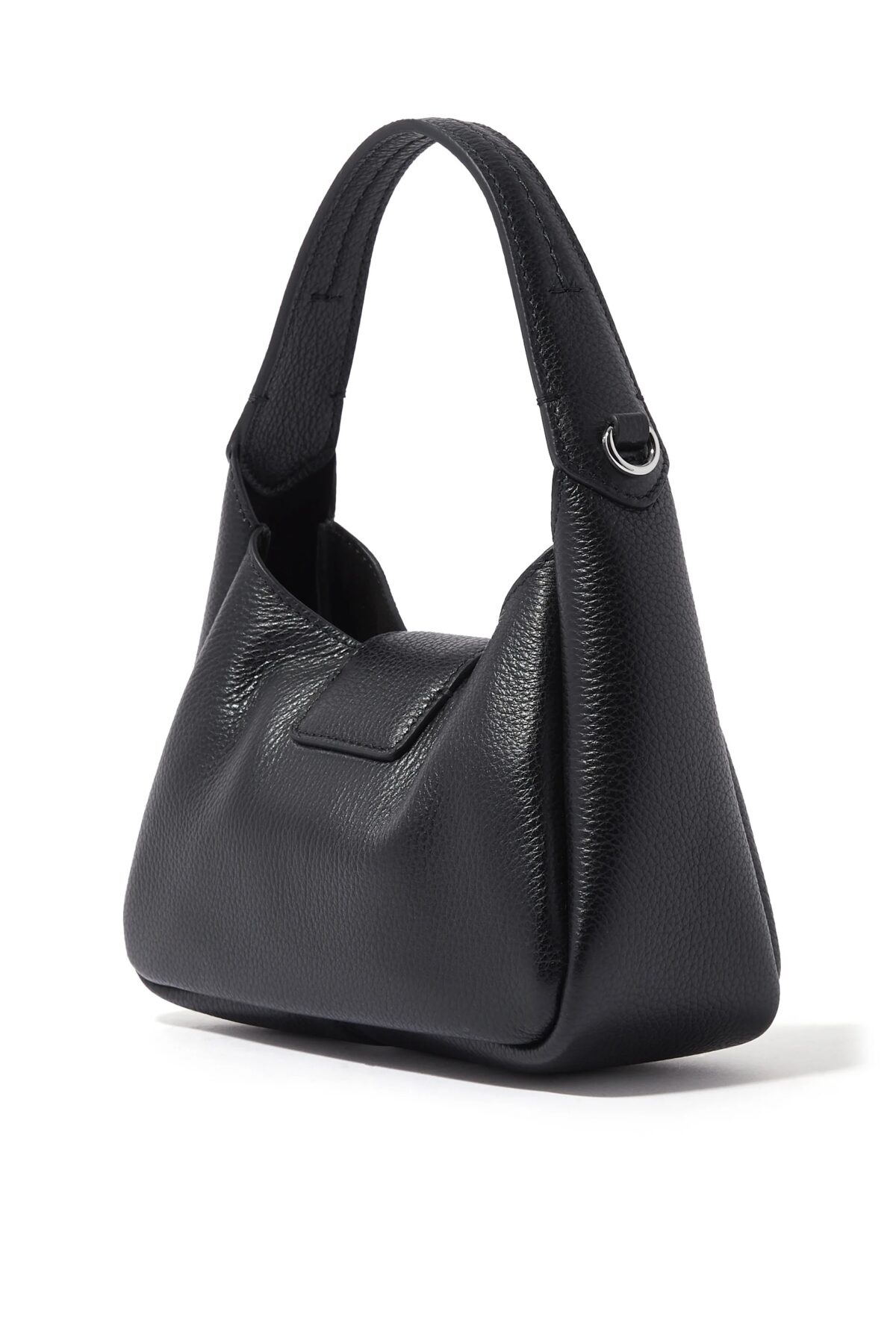 Emporio Armani black eagle buckle leather hobo handbag for women