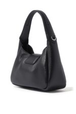 Emporio Armani black eagle buckle leather hobo handbag for women