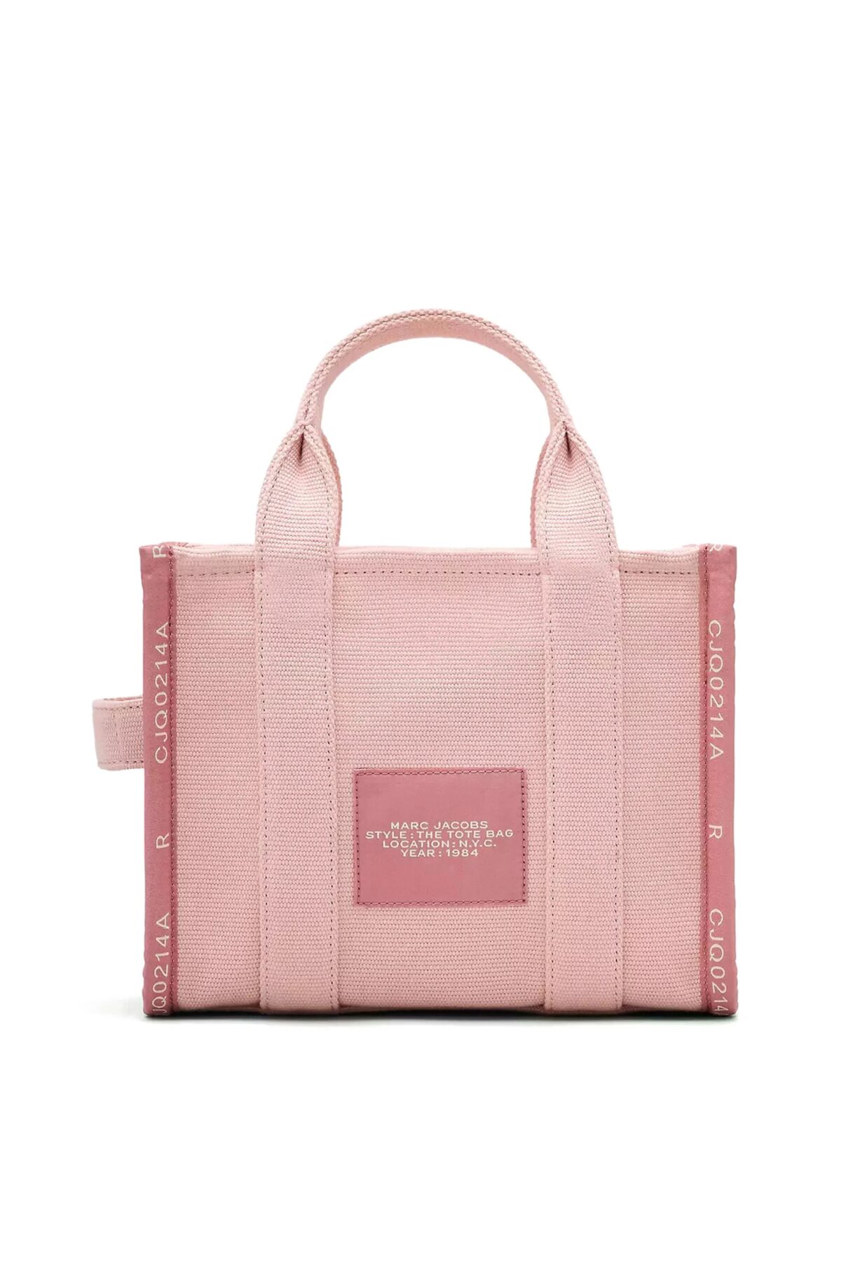Light pink Marc Jacobs small jacquard tote bag with woven logo design