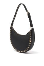 Black Valentino Rockstud Mini Bag in Calfskin Leather with Signature Studs