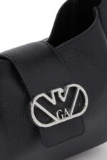 Emporio Armani black eagle buckle leather hobo handbag for women