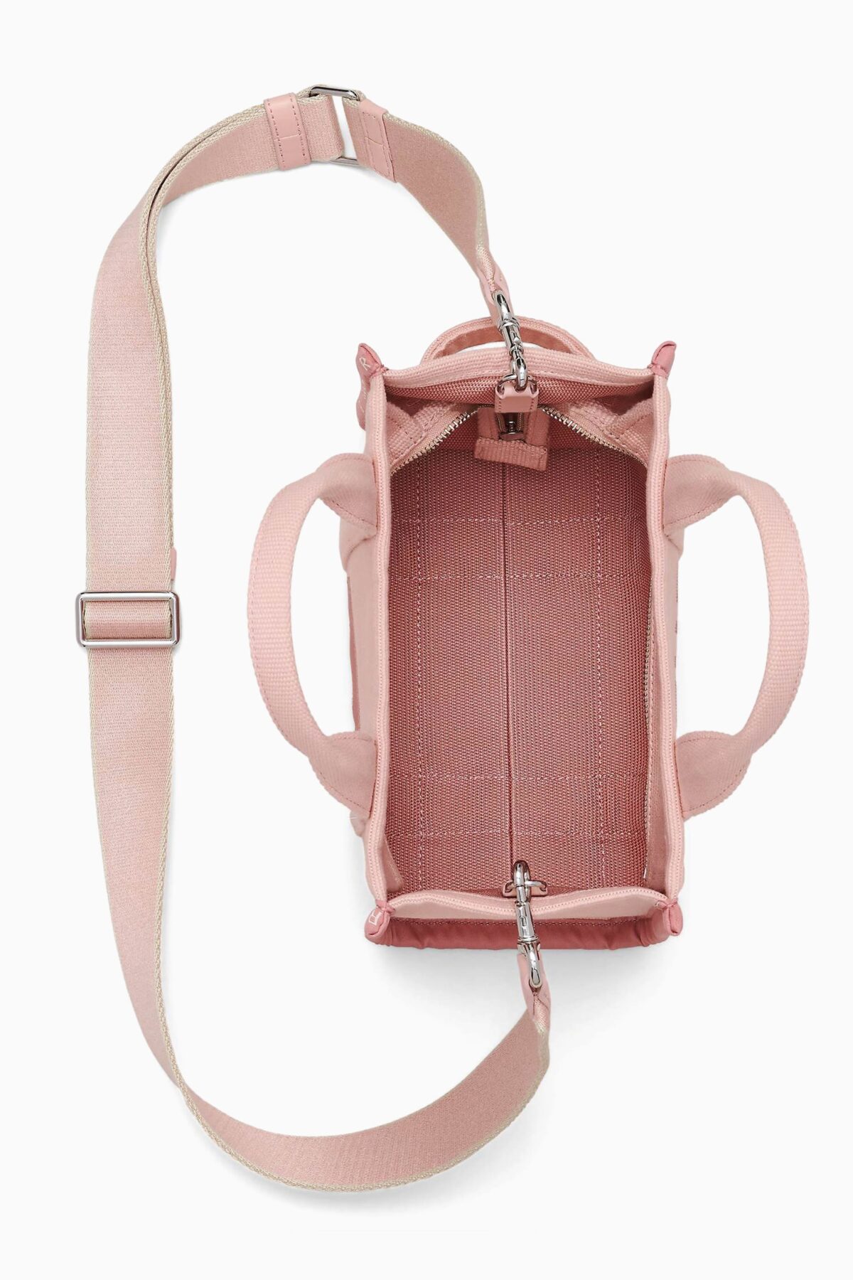 Light pink Marc Jacobs small jacquard tote bag with woven logo design