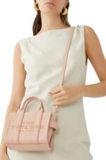 Marc Jacobs Leather Small Tote Bag Light Pink with Logo