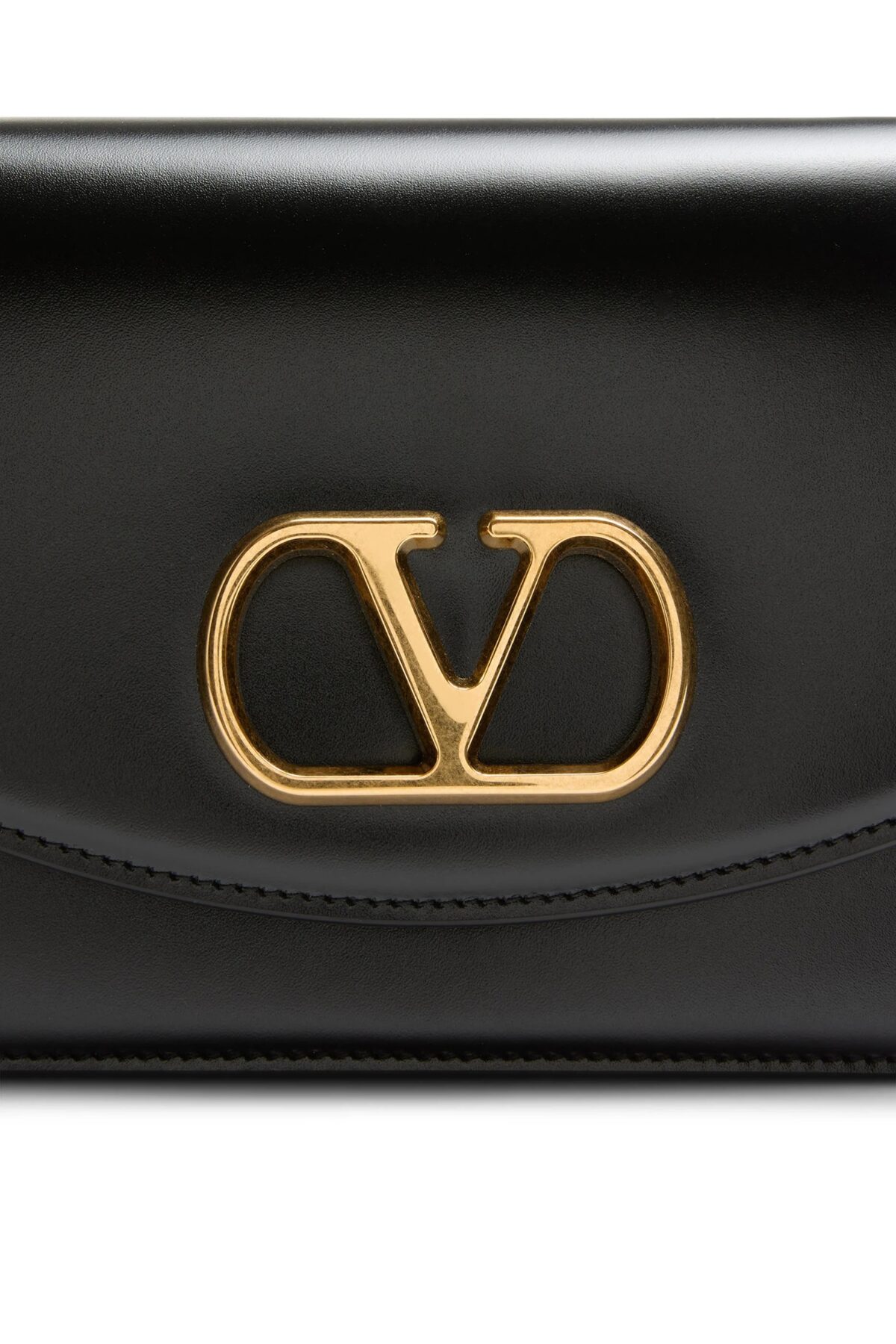 Black Valentino Garavani Small Vain Shoulder Bag with Signature Design