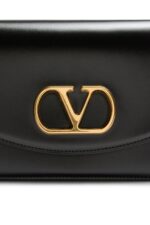 Black Valentino Garavani Small Vain Shoulder Bag with Signature Design