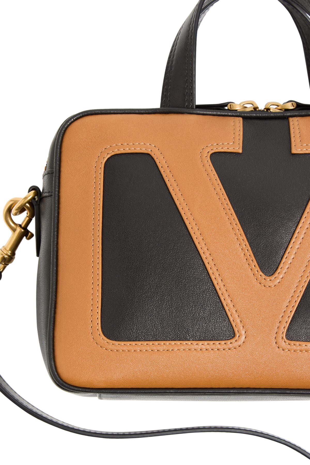 Brown Valentino Viva Superstar Nappa Leather Handbag with VLogo