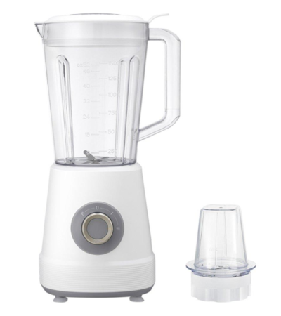 Wansa 600W 1.5L white blender with plastic jar and stainless steel blades