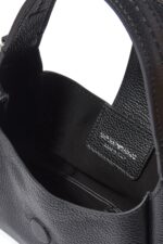 Emporio Armani black eagle buckle leather hobo handbag for women