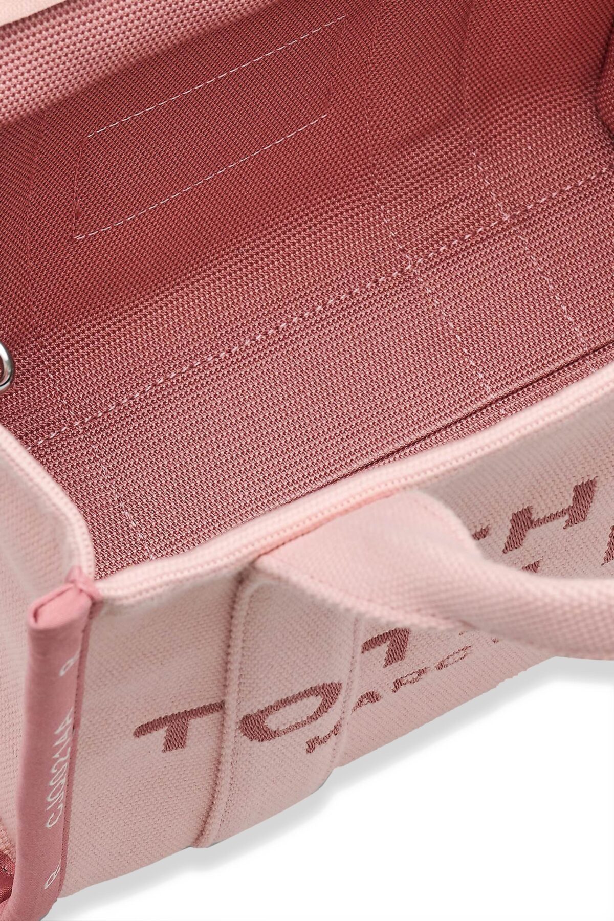Light pink Marc Jacobs small jacquard tote bag with woven logo design