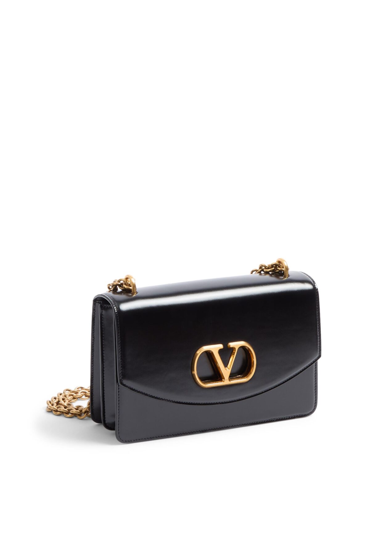 Black Valentino Garavani Vain Shoulder Bag with VLogo Chain Strap