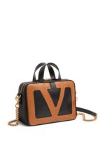 Brown Valentino Viva Superstar Nappa Leather Handbag with VLogo