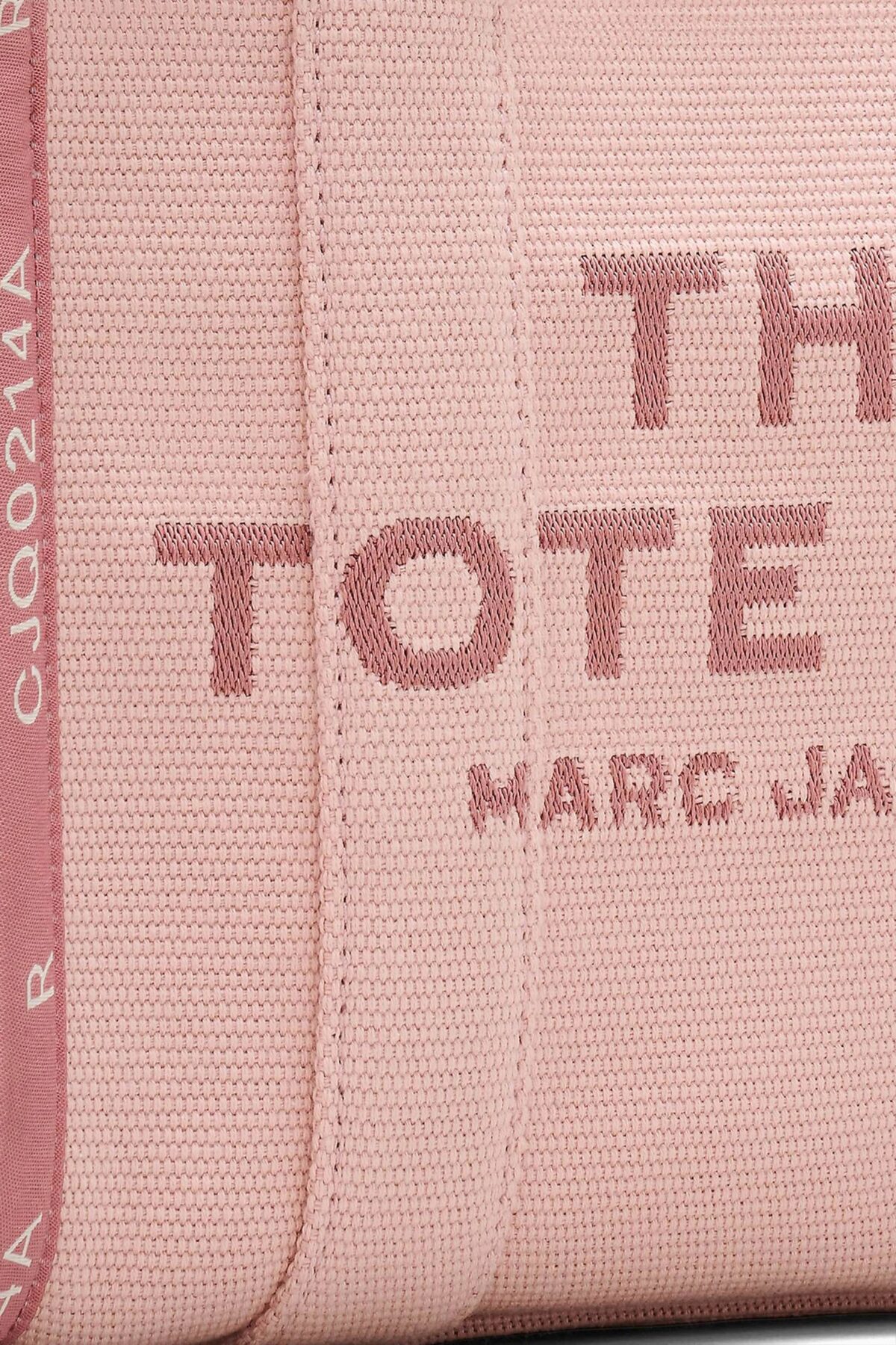Light pink Marc Jacobs small jacquard tote bag with woven logo design