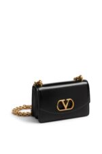 Black Valentino Garavani Small Vain Shoulder Bag with Signature Design
