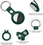 Dark Green AirTag FineWoven Key Ring with polished stainless steel ring and forest green microtwill