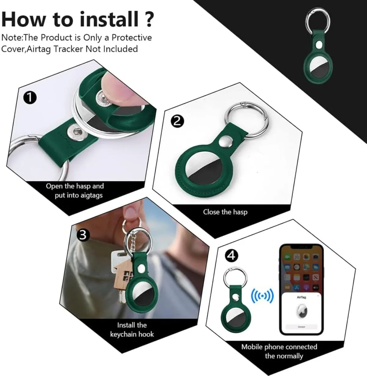 Apple AirTag FineWoven Key Ring - Dark Green | Premium Secure Holder - Image 5