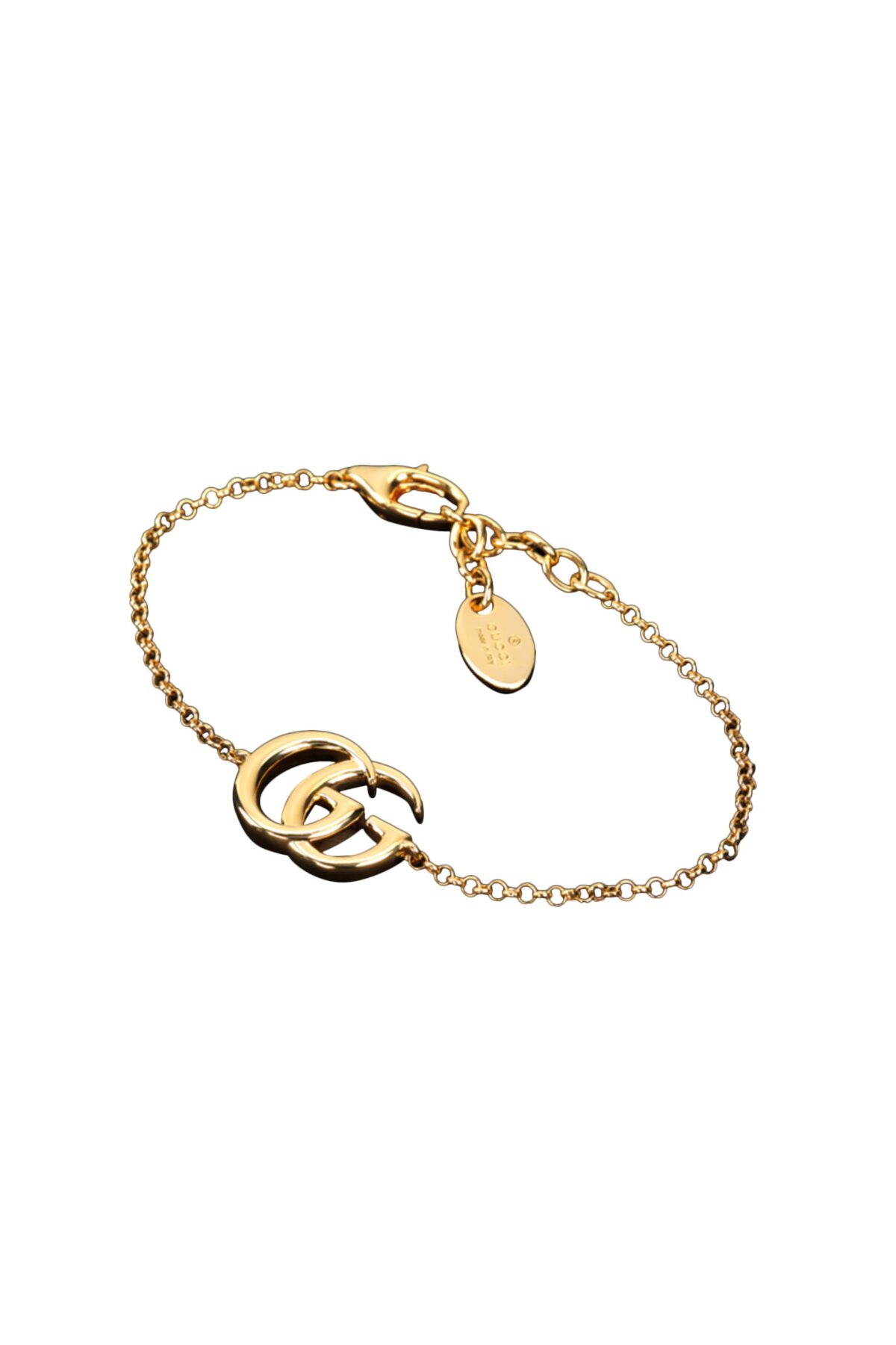 Close-up of Gucci GG Marmont Chain Bracelet showing the Double G logo motif.