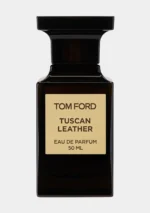 Tom Ford Tuscan Leather 50ml dark architectural bottle with gold nameplate
