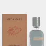 Orto Parisi Megamare 50ml bottle with weathered metallic cap and sea-green liquid