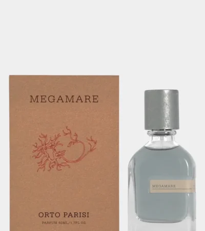 Orto Parisi Megamare 50ml bottle with weathered metallic cap and sea-green liquid