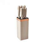 Karaca Sabrina 6-piece knife set with stainless steel blades and square black block