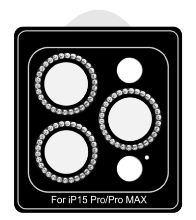 EQ Crystal Diamond Black Camera Lens Protector for iPhone 15 Pro Max 3 Pieces