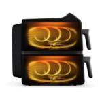 Philips dual stack air fryer with two vertical baskets and viewing windows