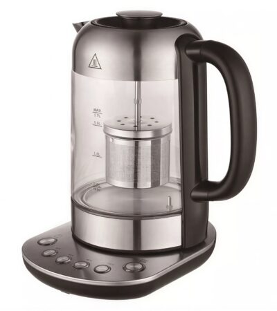 Wansa 1.7L glass and stainless steel electric tea maker with tea basket