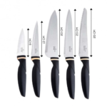6-piece Karaca Proofcut black knife set with stainless steel blades and stand