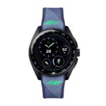 TAG Heuer Connected Calibre E5 New Balance special edition smartwatch with a black rubber strap.