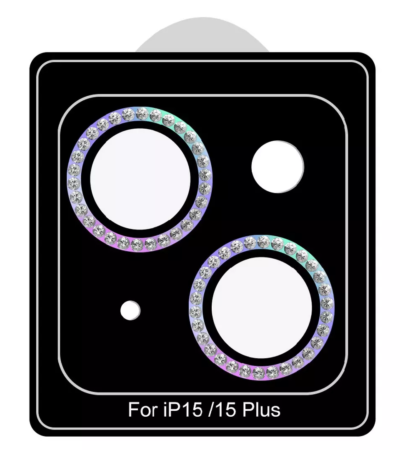 EQ Crystal Camera Lens protector installed on iPhone 15 Plus camera module