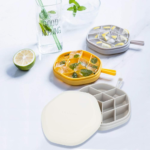 Small white silicone ice cube tray with flexible easy-release mold