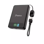 BMX SolidSafe 10K black magnetic power bank with Qi2 charging and LCD display