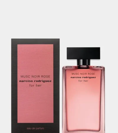 Narciso Rodriguez Musc Noir Rose For Her Eau de Parfum 100mL bottle showing smoky pink glass.
