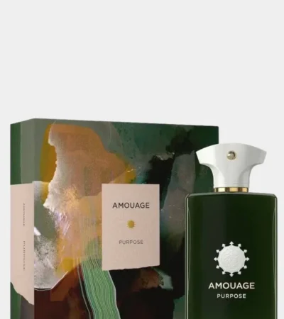 Amouage Purpose 100mL perfume bottle with luxury packaging and Amber Woody notes