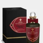 Penhaligon's Halfeti Leather 100ml bottle with classic ribbon and dark, mysterious label design