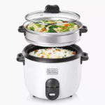 Black + Decker 1.8L Rice Cooker with Steaming Tray and Glass Lid