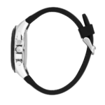 Front view of Men's Traguardo Black Watch with steel case and sunray dial