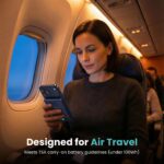 Deep blue BMX SolidSafe 10K power bank showing Qi2 magnetic ring and LCD display