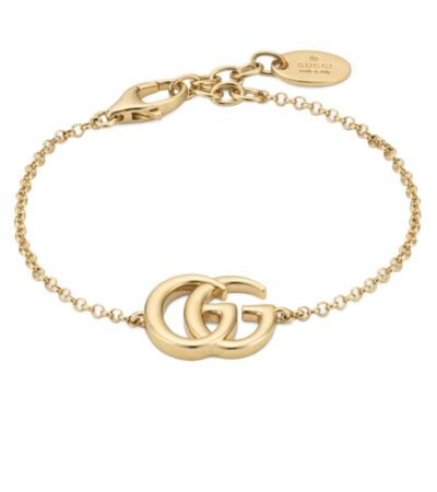 Close-up of Gucci GG Marmont Chain Bracelet showing the Double G logo motif.