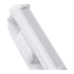 White Baseus TechShot selfie stick tripod with magnetic mount and Bluetooth remote.