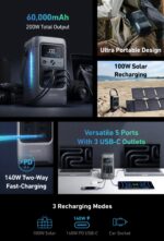 Anker Solix C200 DC Portable Power Station in Dark Grey showing 5 charging ports.