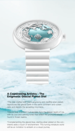 CIGA Design Blue Planet Ice Age mechanical watch for women with white ceramic strap