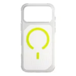 Uniq transparent hybrid case for iPhone 17 Pro Max featuring reinforced corners and a raised camera bezel.