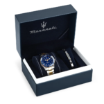 Maserati Men Competizione Silver Watch with Two-Tone Gold and Steel Strap