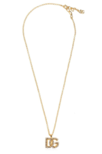 Dolce & Gabbana gold-tone fine link necklace with rhinestone DG logo pendant