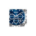 BOSS Men's Hero 2.0 watch featuring a dual-layered blue dial and stainless steel bracelet