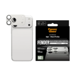 Silver PanzerGlass Fender Camera Protector for iPhone 17 Pro Max.