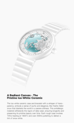 CIGA Design Blue Planet Ice Age mechanical watch for women with white ceramic strap